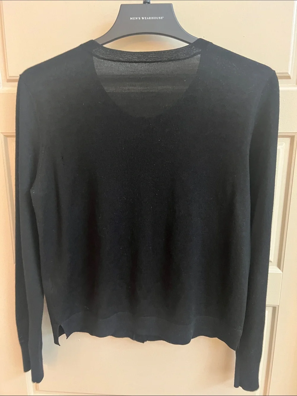 Tory Burch 100% Merino Wool Cardigan Sweater Black Gold Logo Buttons Classic